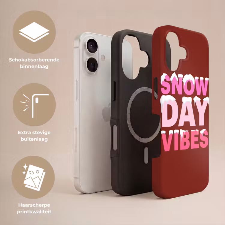 Telefoonhoesje Toughcase - Kerst - Tekst - Sneeuw - Rood - Roze — 3