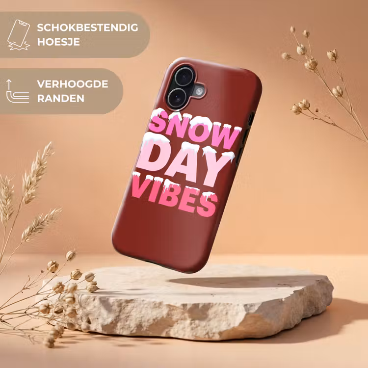 Telefoonhoesje Toughcase - Kerst - Tekst - Sneeuw - Rood - Roze — 5