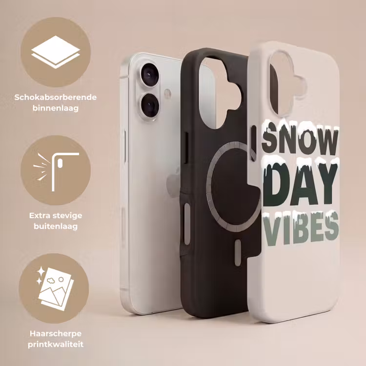 Telefoonhoesje Toughcase - Sneeuw - Tekst - Kerst - Beige — 3