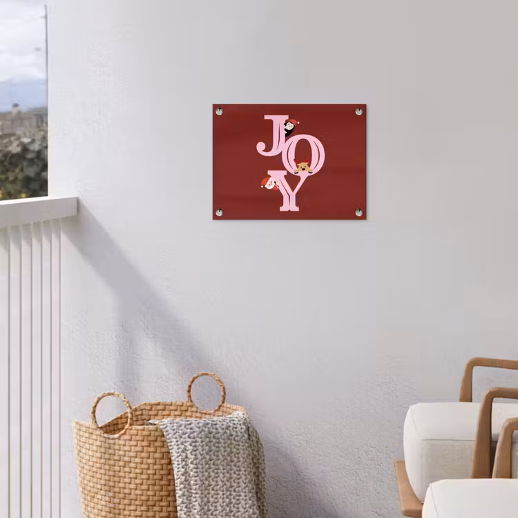 Tuinposter - Joy - Kerst - Animatie - Rood - Roze — 3
