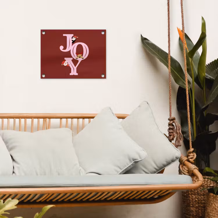 Tuinposter - Joy - Kerst - Animatie - Rood - Roze — 5