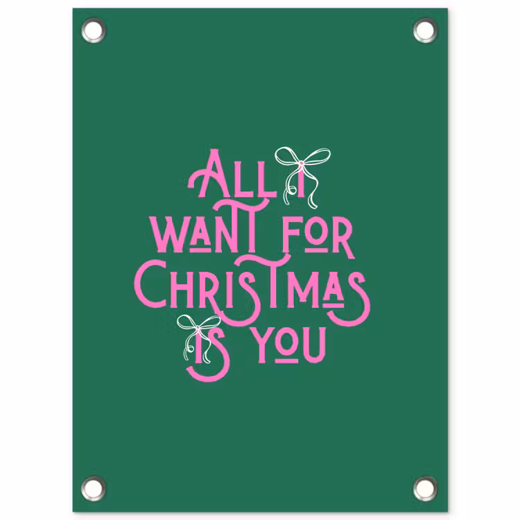 Tuinposter - Kerst - Tekst - Roze - Groen — 1