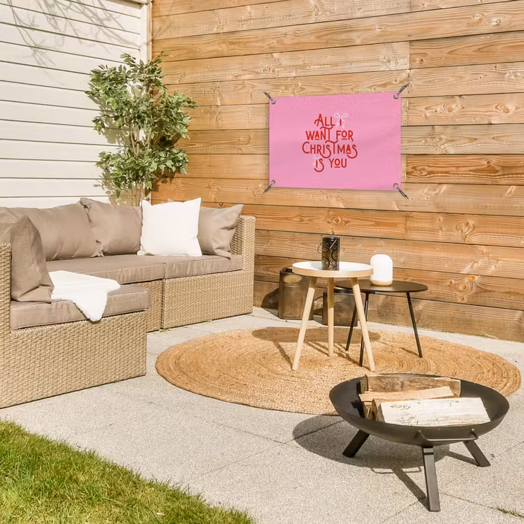 Tuinposter - Tekst - Kerst - Roze - Rood — 4