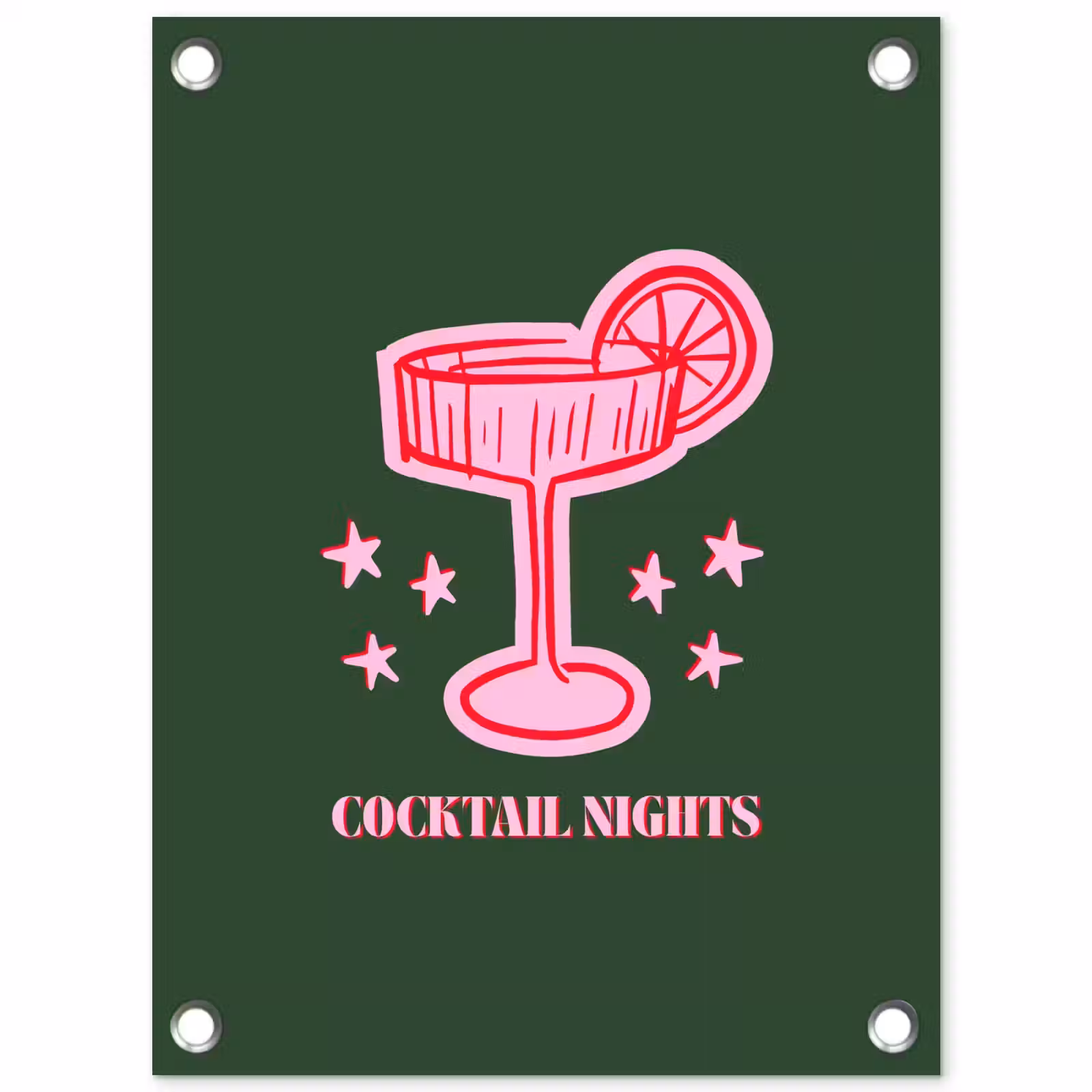 Tuinposter - Cocktail - Kerst - Roze - Groen — 1
