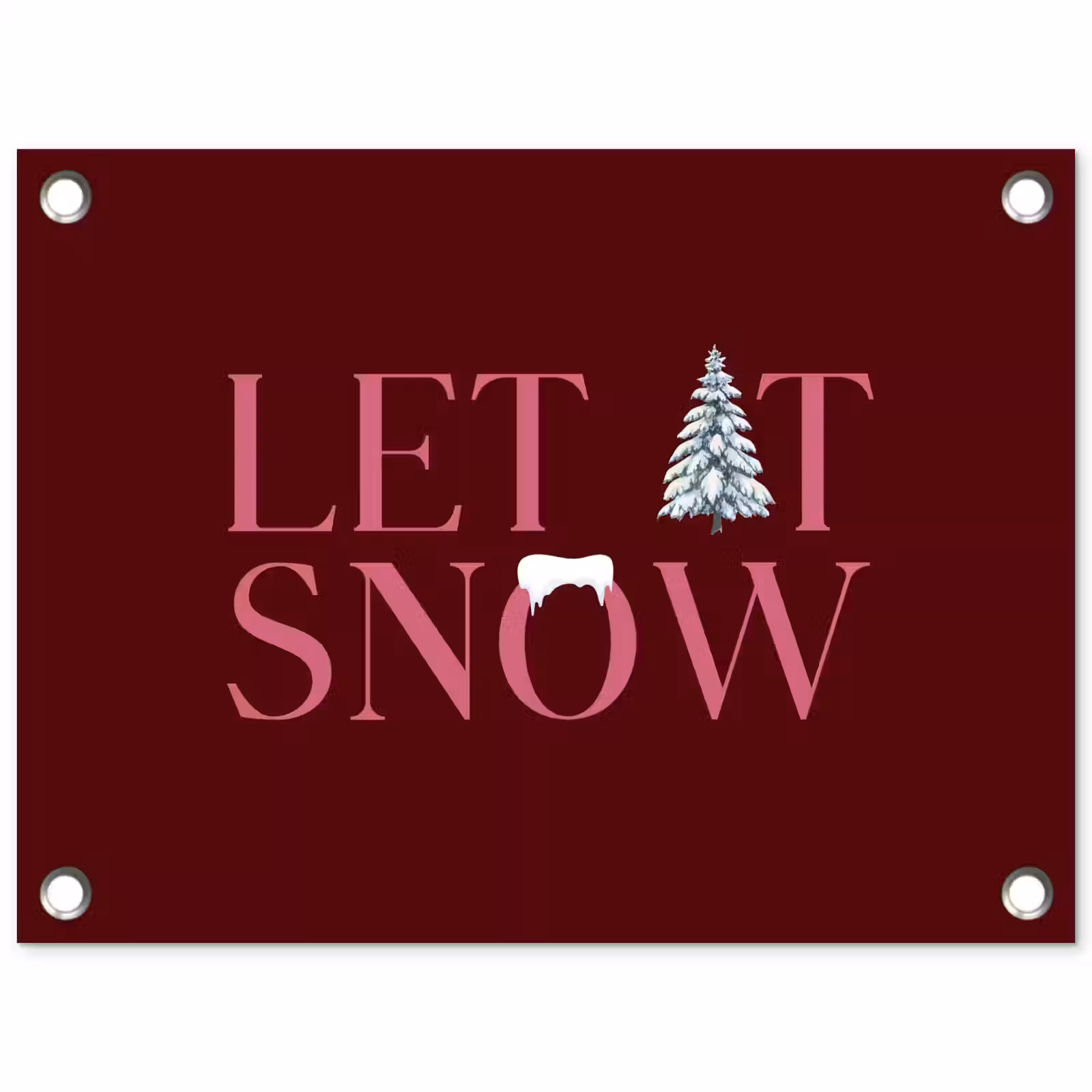 Tuinposter - Tekst - Kerst - Sneeuw - Roze — 1