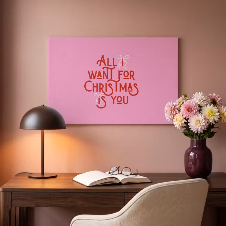 Akoestisch schilderij - Tekst - Kerst - Roze - Rood — 4
