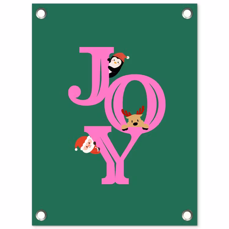 Tuinposter - Joy - Kerst - Animatie - Roze - Groen — 1