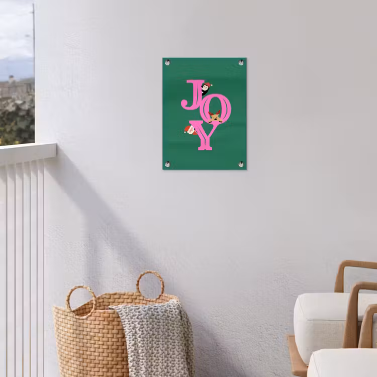 Tuinposter - Joy - Kerst - Animatie - Roze - Groen — 3