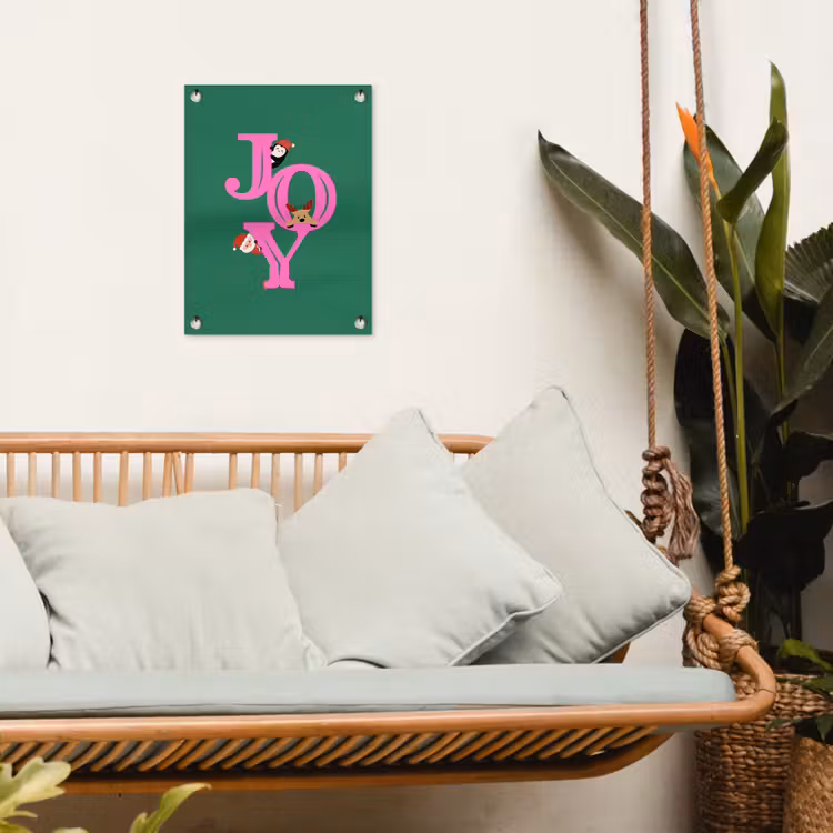 Tuinposter - Joy - Kerst - Animatie - Roze - Groen — 5
