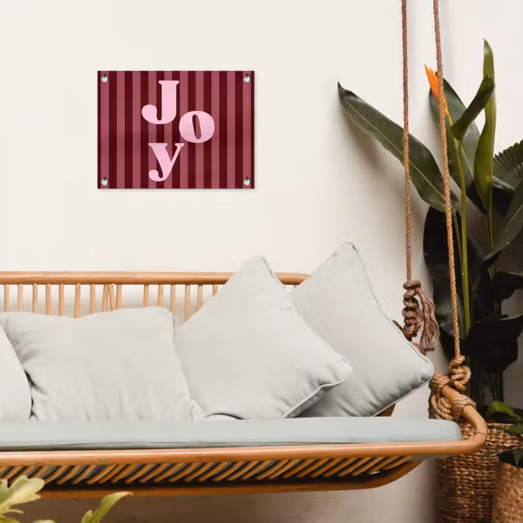 Tuinposter - Joy - Kerst - Tekst - Roze — 5