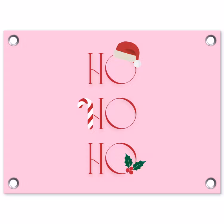 Tuinposter - Kerst - Tekst - Roze - Illustratie — 1