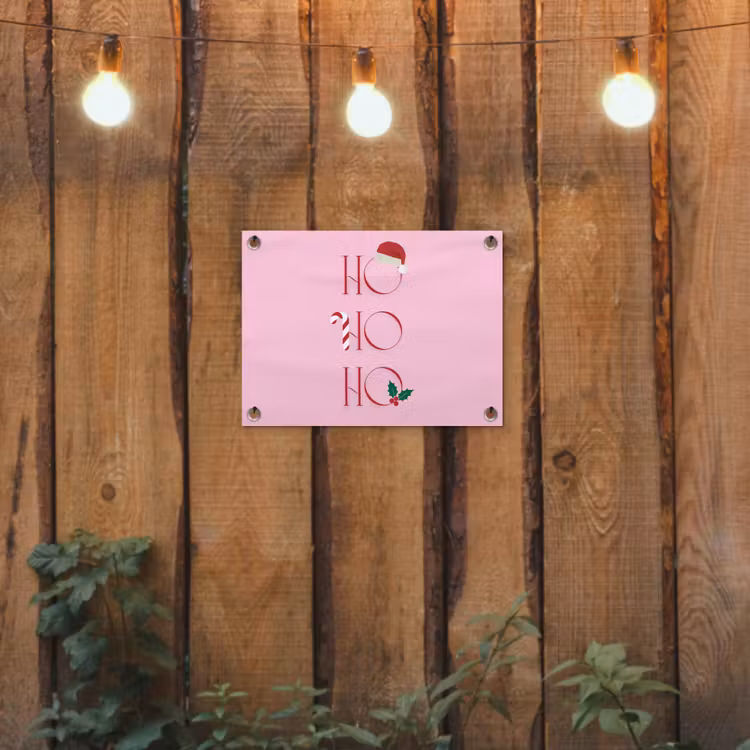Tuinposter - Kerst - Tekst - Roze - Illustratie — 2