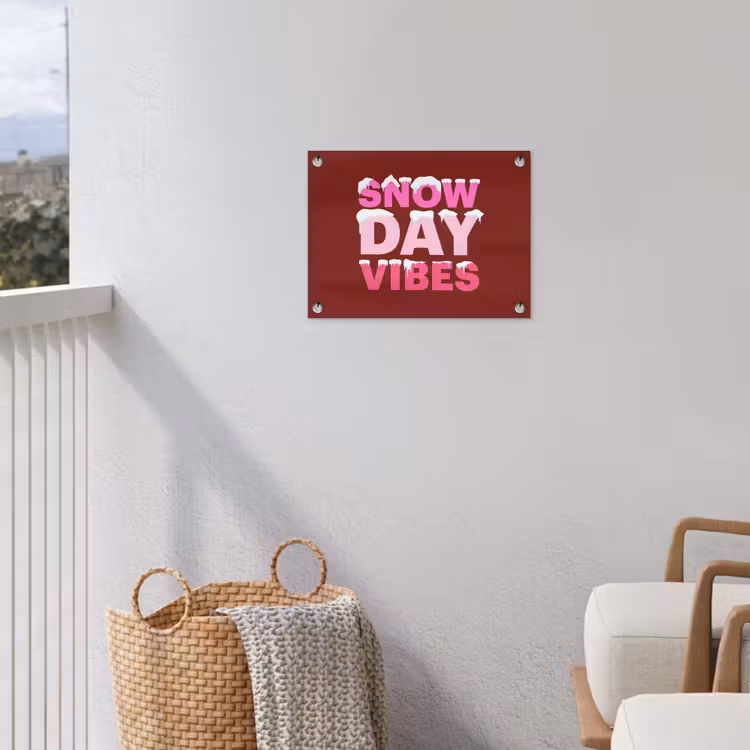 Tuinposter - Kerst - Tekst - Sneeuw - Rood - Roze — 3