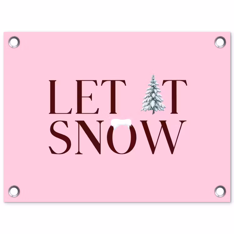 Tuinposter - Kerst - Tekst - Sneeuw - Roze — 1