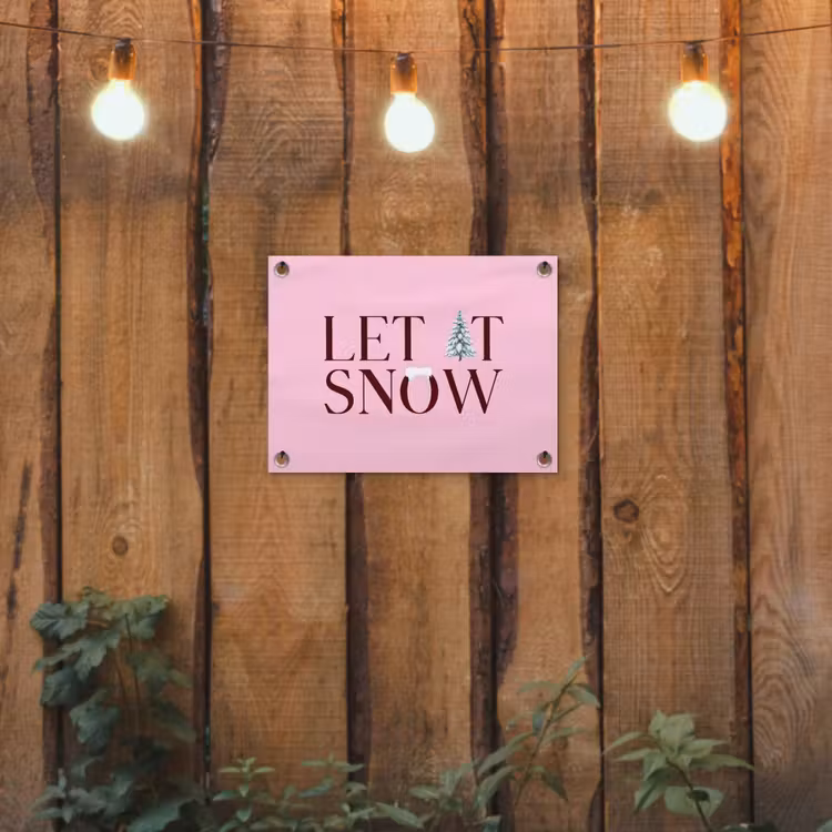 Tuinposter - Kerst - Tekst - Sneeuw - Roze — 2