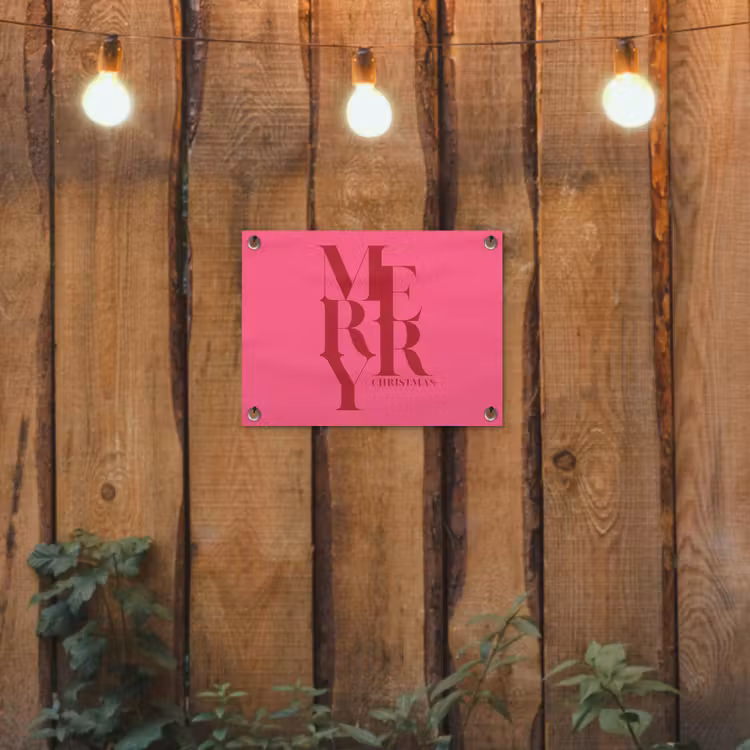 Tuinposter - Merry - Tekst - Kerst - Roze — 2