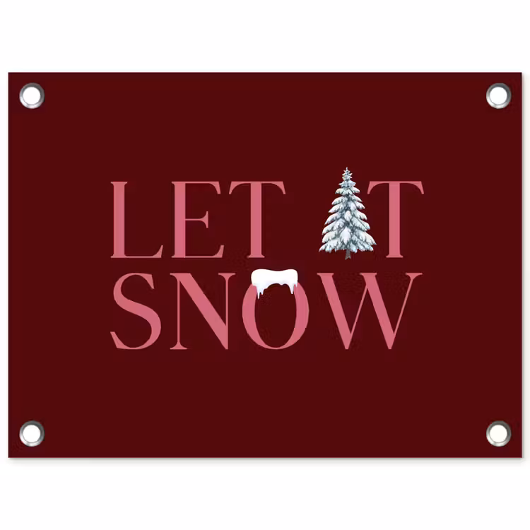 Tuinposter - Tekst - Kerst - Sneeuw - Roze — 1