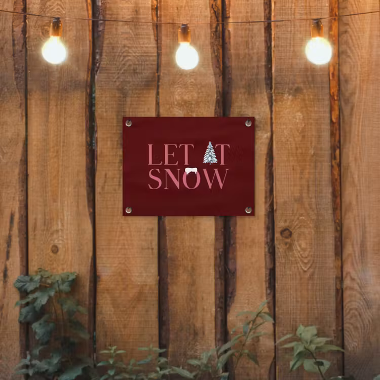 Tuinposter - Tekst - Kerst - Sneeuw - Roze — 2