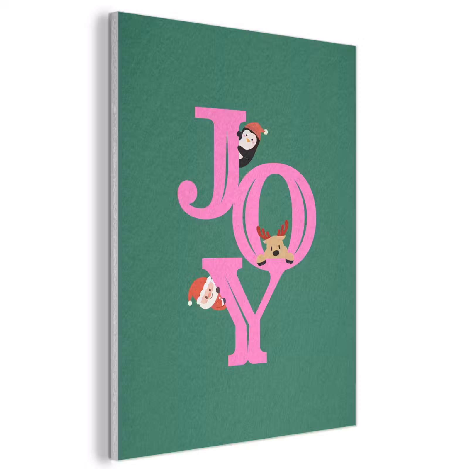 Akoestisch schilderij - Joy - Kerst - Animatie - Roze - Groen — 1