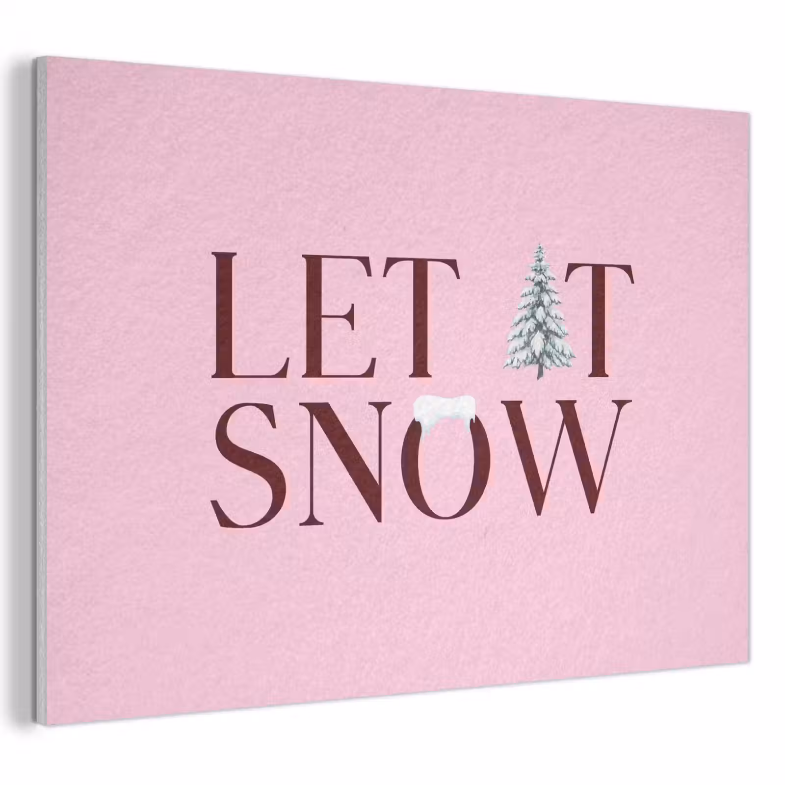 Akoestisch schilderij - Kerst - Tekst - Sneeuw - Roze — 1