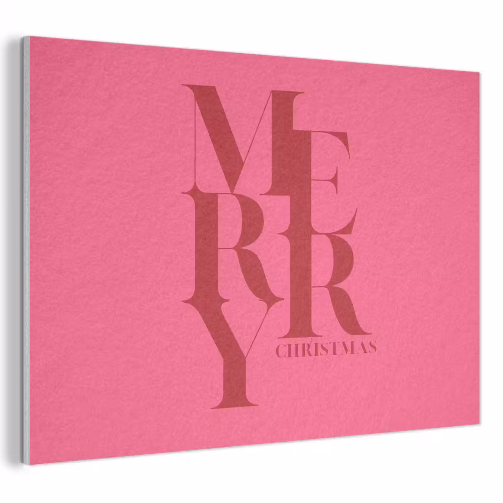 Akoestisch schilderij - Merry - Tekst - Kerst - Roze — 1