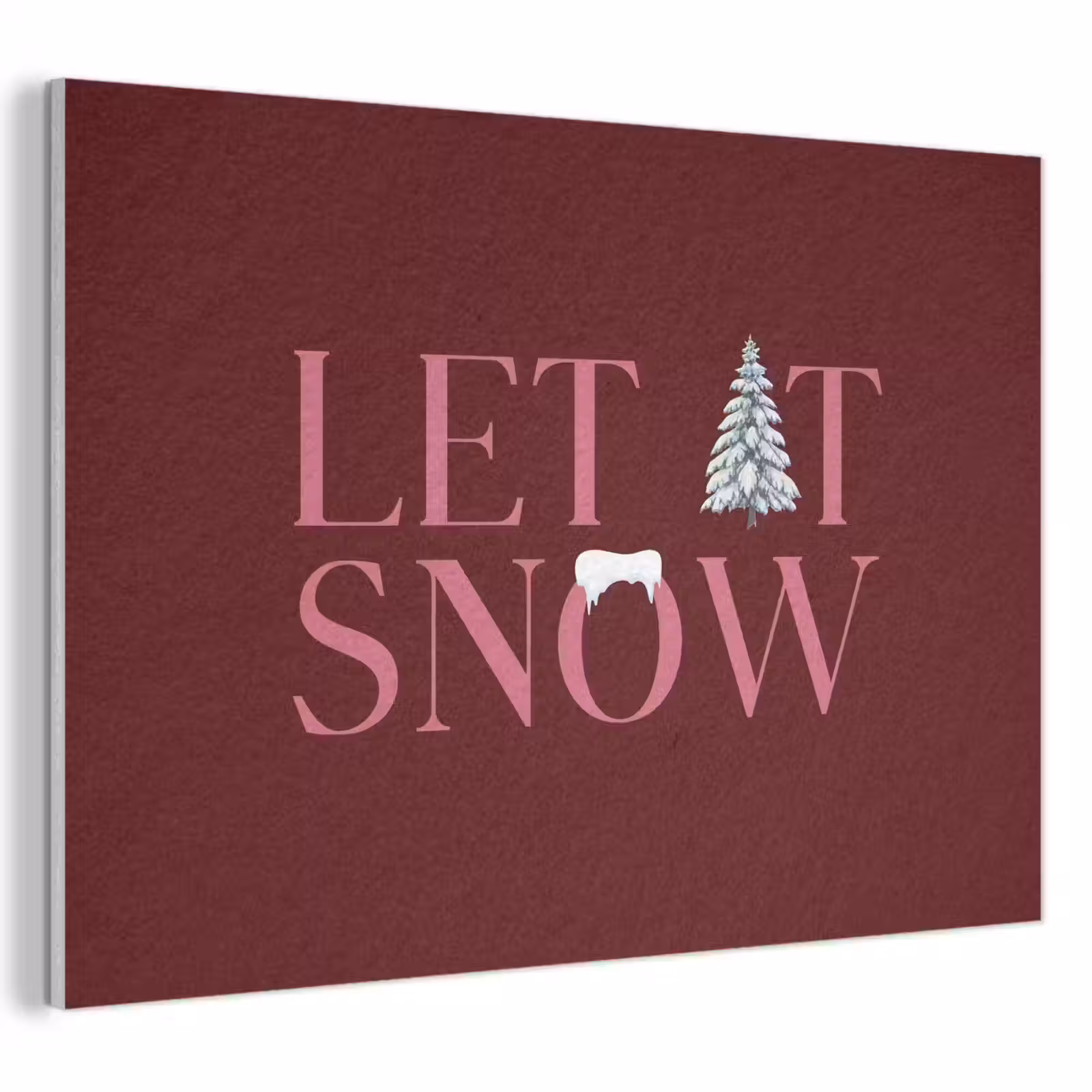 Akoestisch schilderij - Tekst - Kerst - Sneeuw - Roze — 1