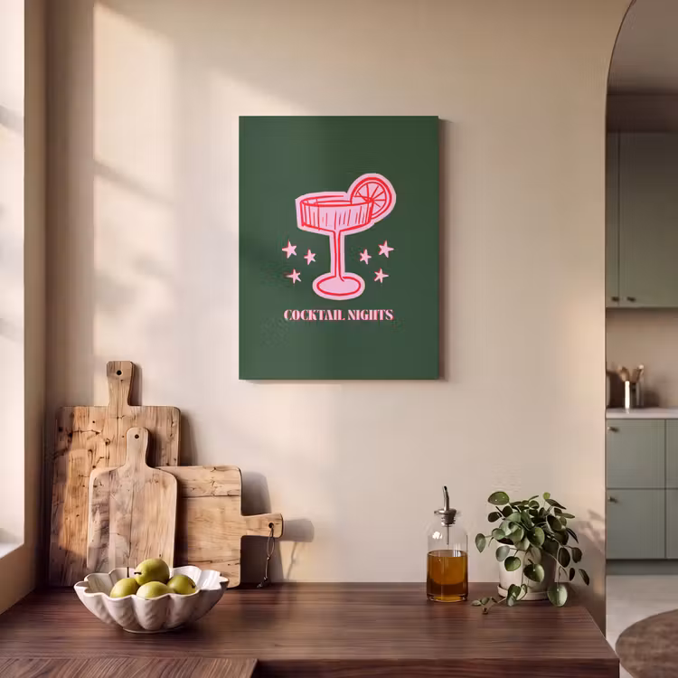 Akoestisch schilderij - Cocktail - Kerst - Roze - Groen — 3
