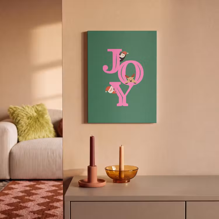 Akoestisch schilderij - Joy - Kerst - Animatie - Roze - Groen — 2