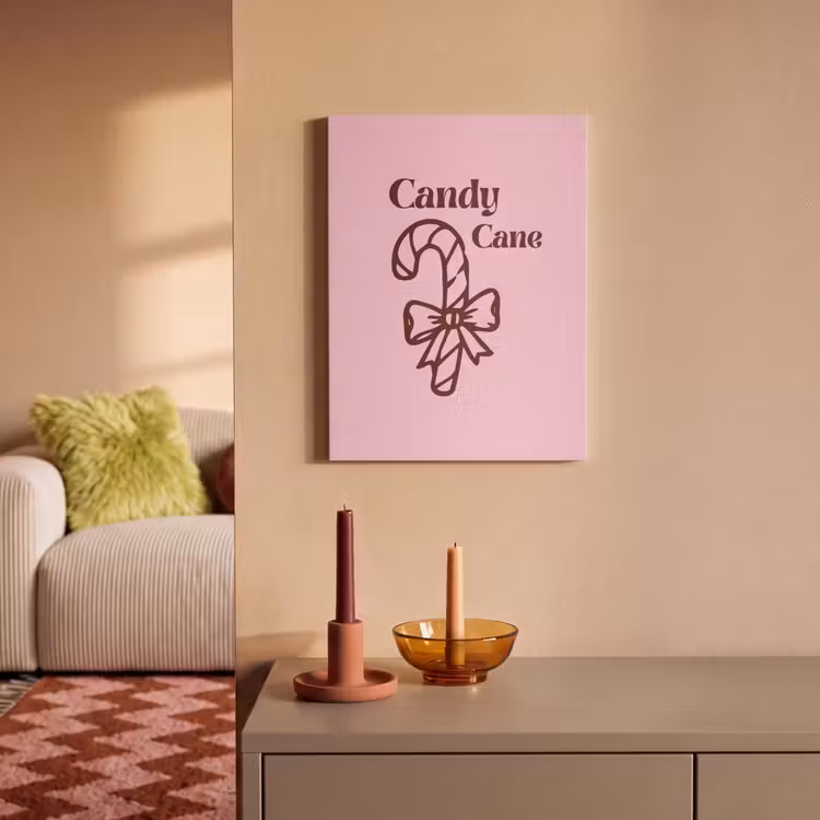 Akoestisch schilderij - Kerst - Snoep - Tekst - Bruin - Roze — 2