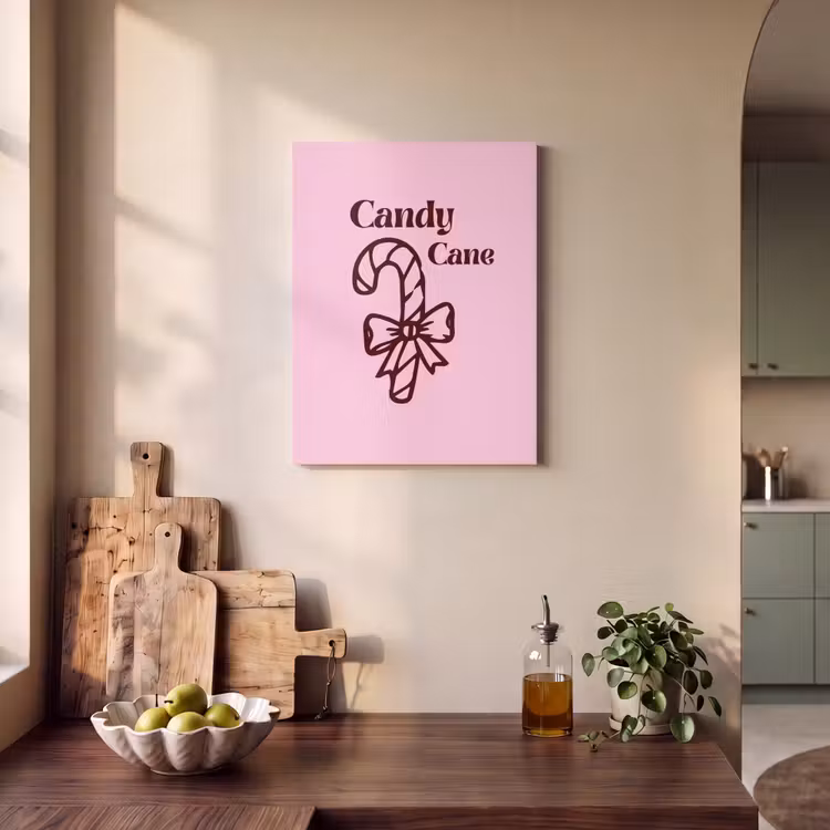 Akoestisch schilderij - Kerst - Snoep - Tekst - Bruin - Roze — 3