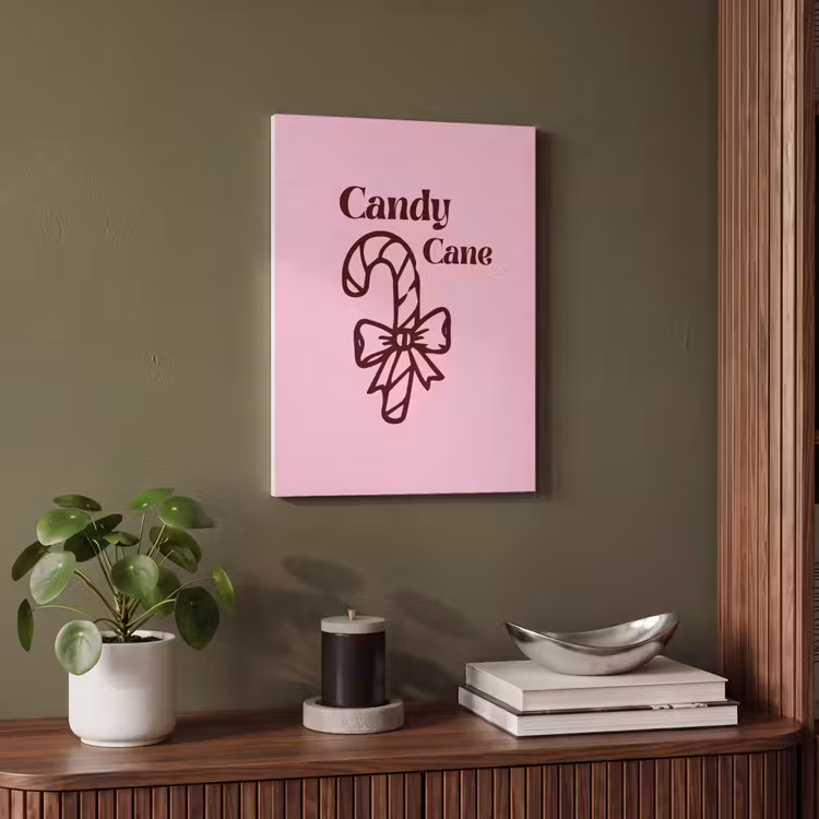 Akoestisch schilderij - Kerst - Snoep - Tekst - Bruin - Roze — 4