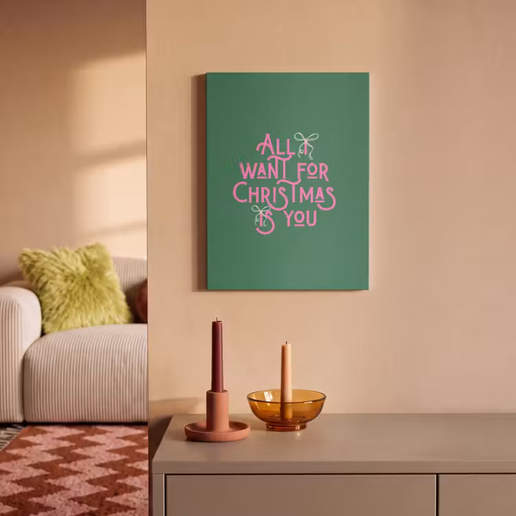 Akoestisch schilderij - Kerst - Tekst - Roze - Groen — 2