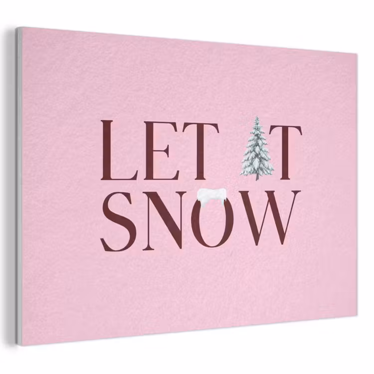 Akoestisch schilderij - Kerst - Tekst - Sneeuw - Roze — 1