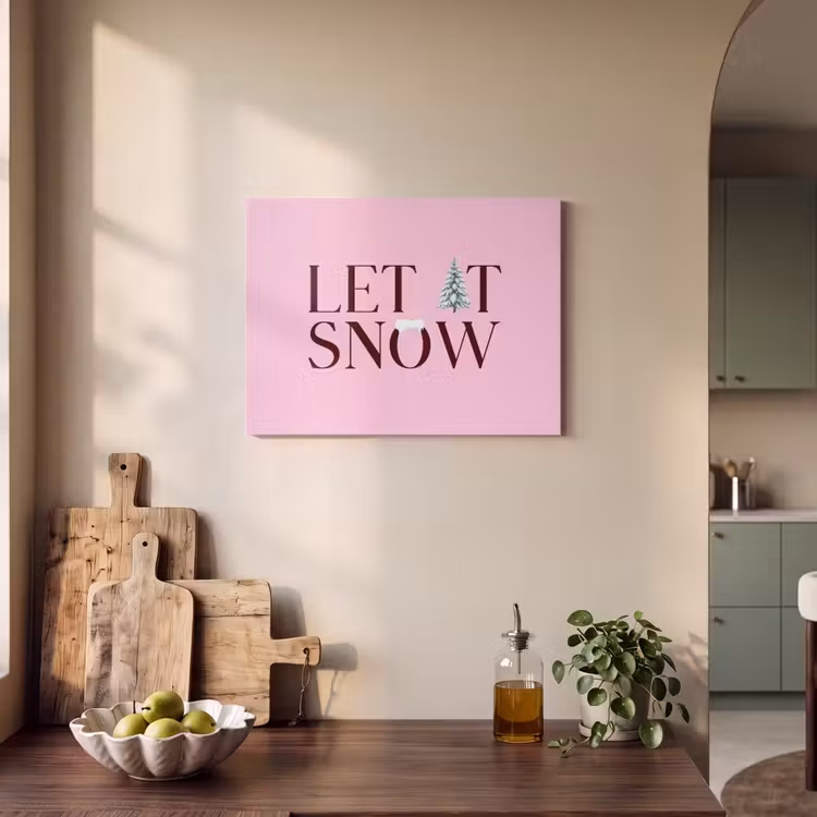 Akoestisch schilderij - Kerst - Tekst - Sneeuw - Roze — 3