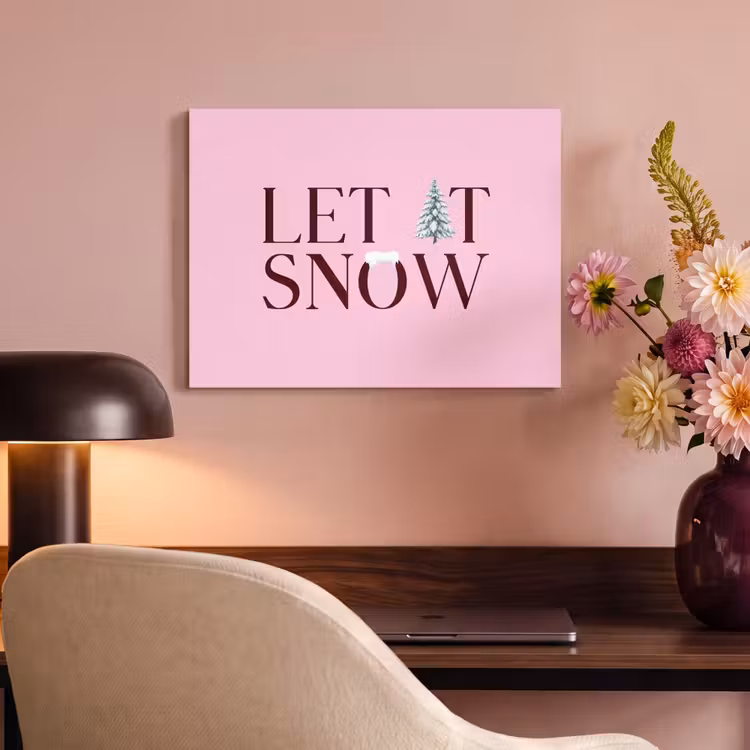 Akoestisch schilderij - Kerst - Tekst - Sneeuw - Roze — 4