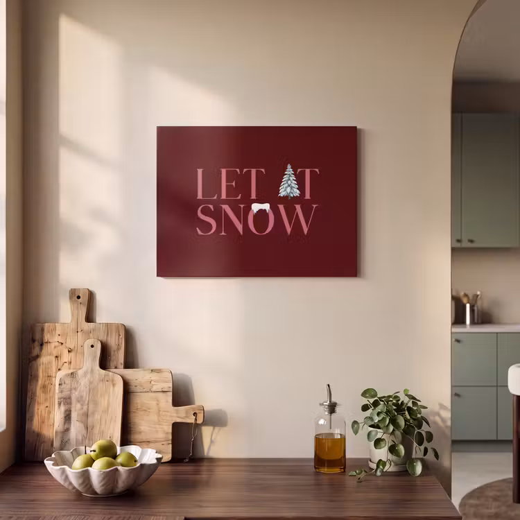 Akoestisch schilderij - Tekst - Kerst - Sneeuw - Roze — 3