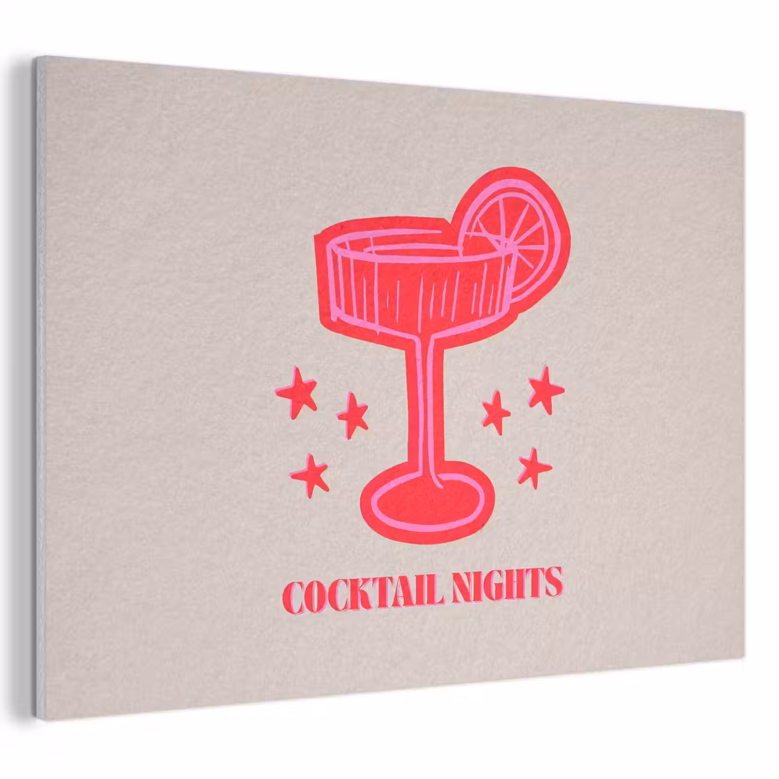 Akoestisch schilderij - Cocktail - Kerst - Beige - Roze — 1