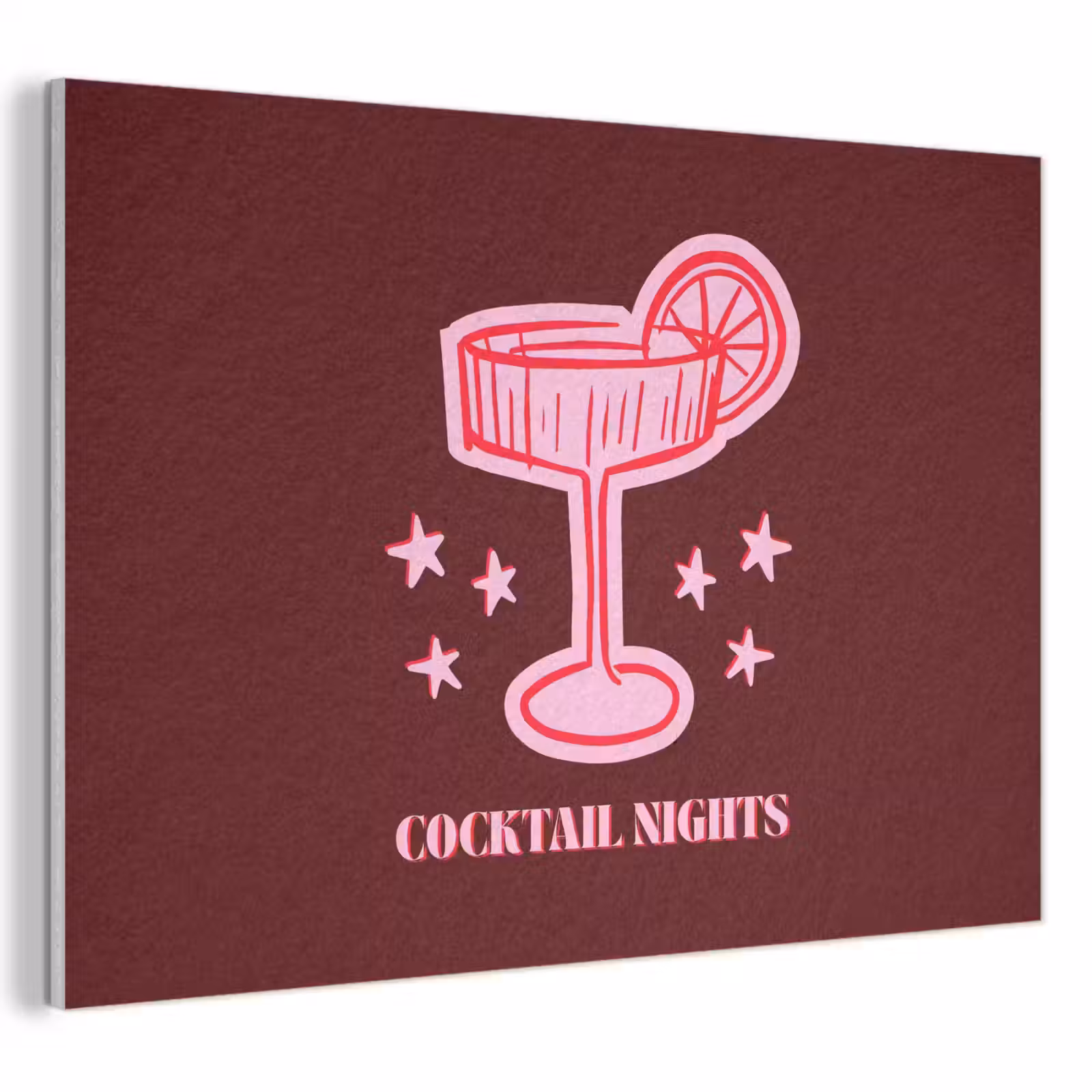 Akoestisch schilderij - Cocktail - Kerst - Burgundy - Roze — 1