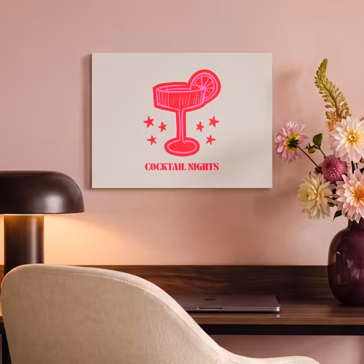 Akoestisch schilderij - Cocktail - Kerst - Beige - Roze — 4
