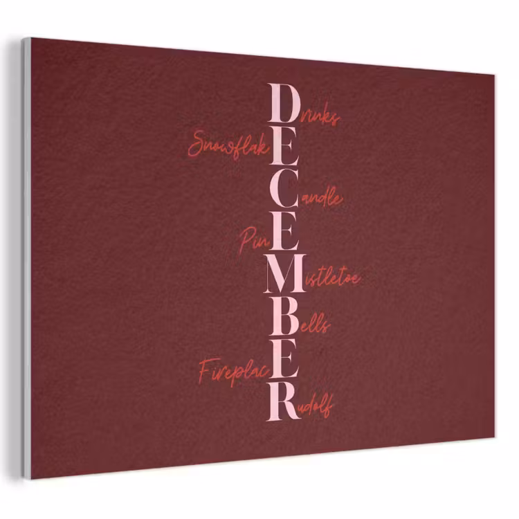 Akoestisch schilderij - December - Tekst - Kerst - Burgundy — 1