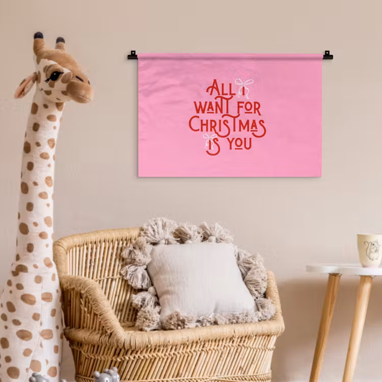 Wandkleed - Tekst - Kerst - Roze - Rood — 5