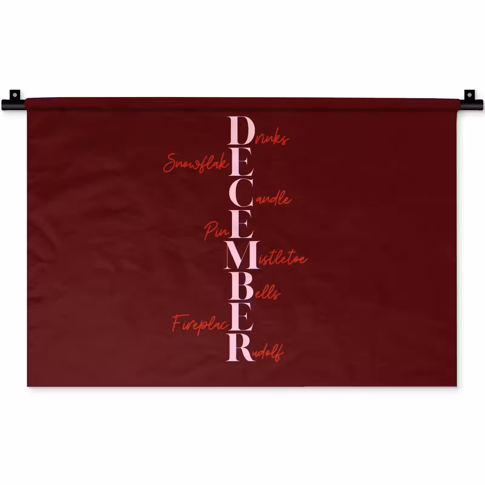 Wandkleed - December - Tekst - Kerst - Burgundy — 1