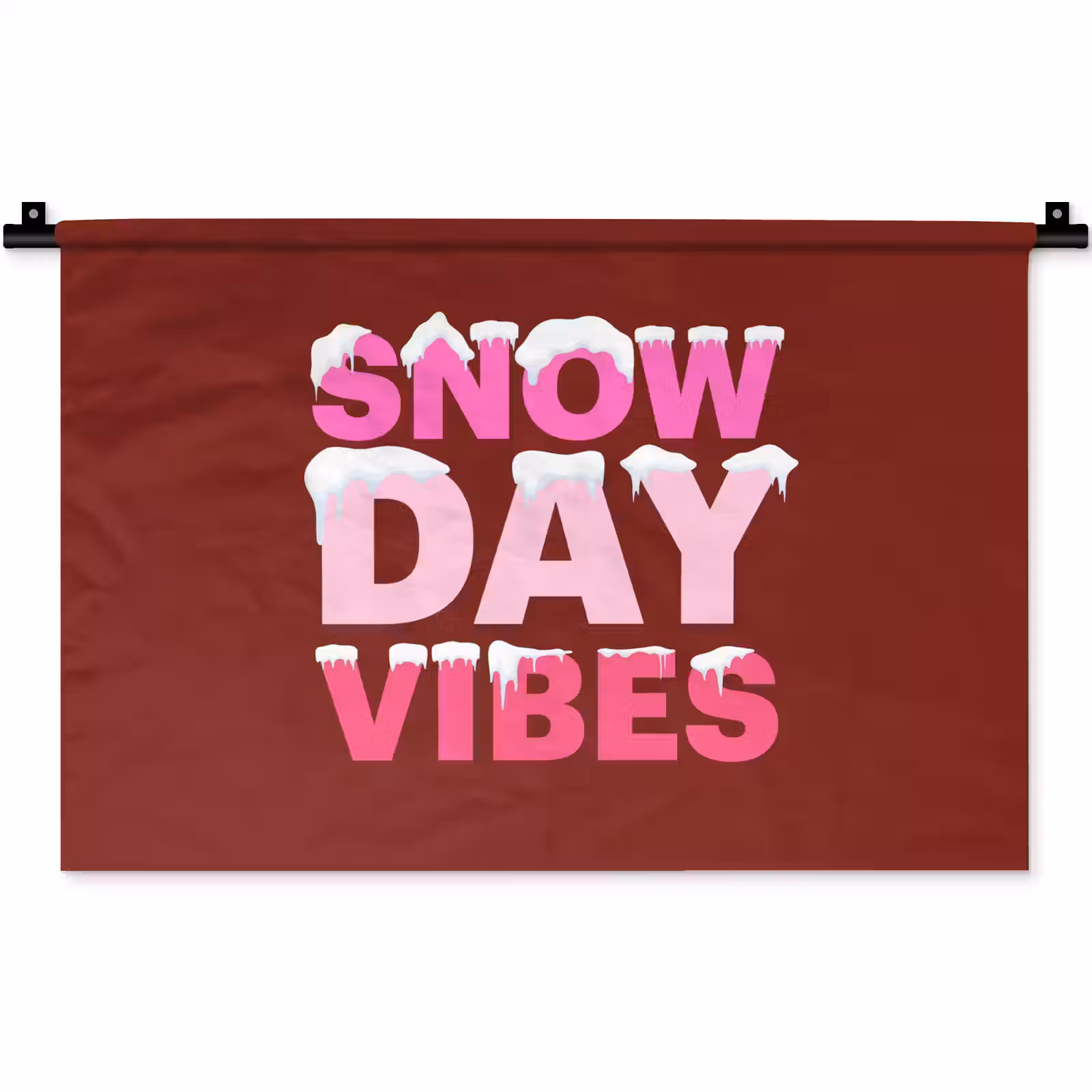 Wandkleed - Kerst - Tekst - Sneeuw - Rood - Roze — 1