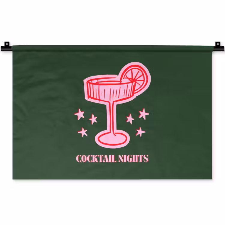 Wandkleed - Cocktail - Kerst - Roze - Groen — 1