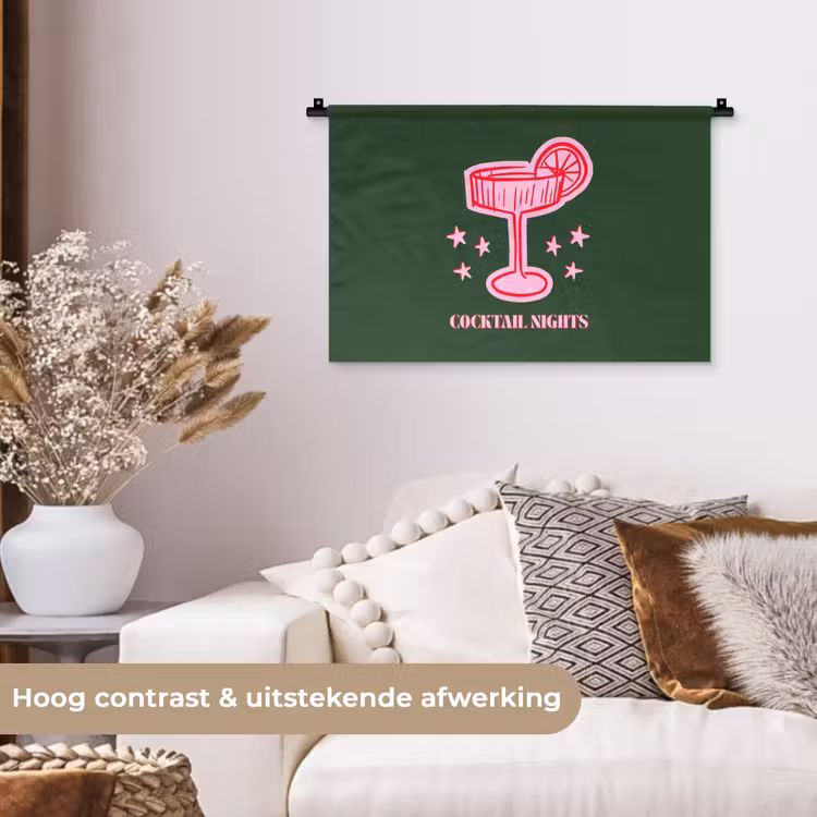 Wandkleed - Cocktail - Kerst - Roze - Groen — 4