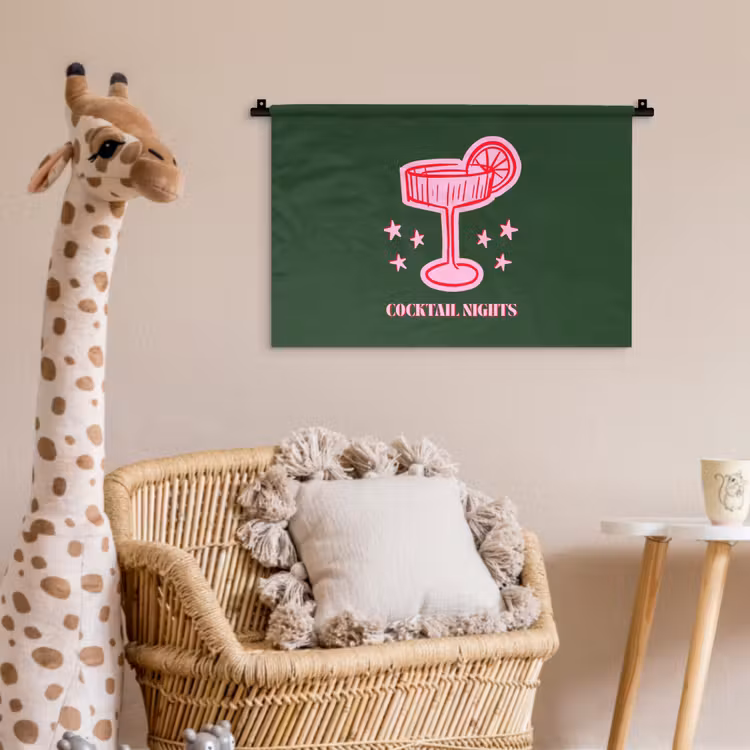 Wandkleed - Cocktail - Kerst - Roze - Groen — 5