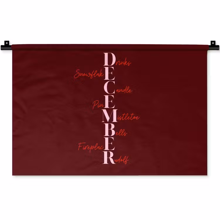Wandkleed - December - Tekst - Kerst - Burgundy — 1