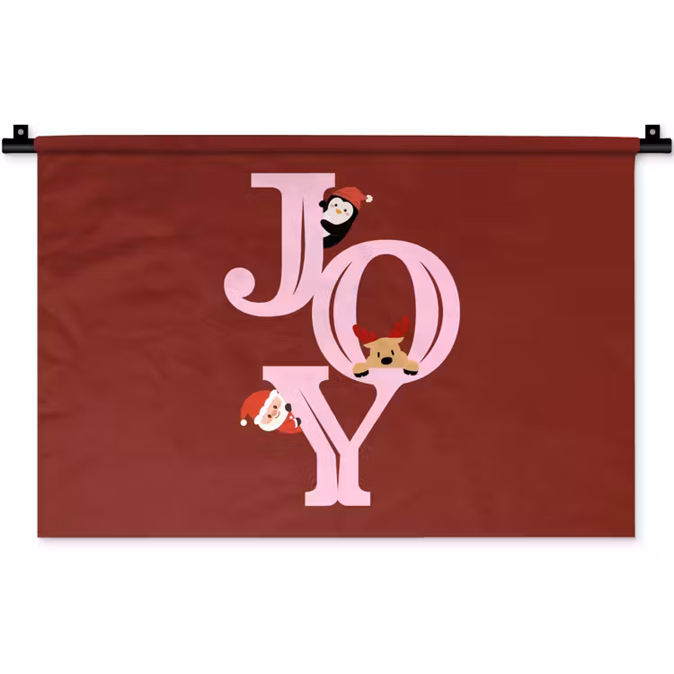 Wandkleed - Joy - Kerst - Animatie - Rood - Roze — 1