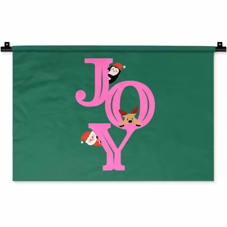 Wandkleed - Joy - Kerst - Animatie - Roze - Groen — 1