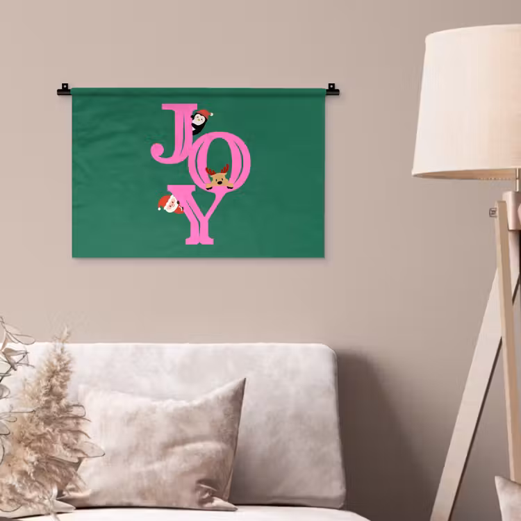 Wandkleed - Joy - Kerst - Animatie - Roze - Groen — 2